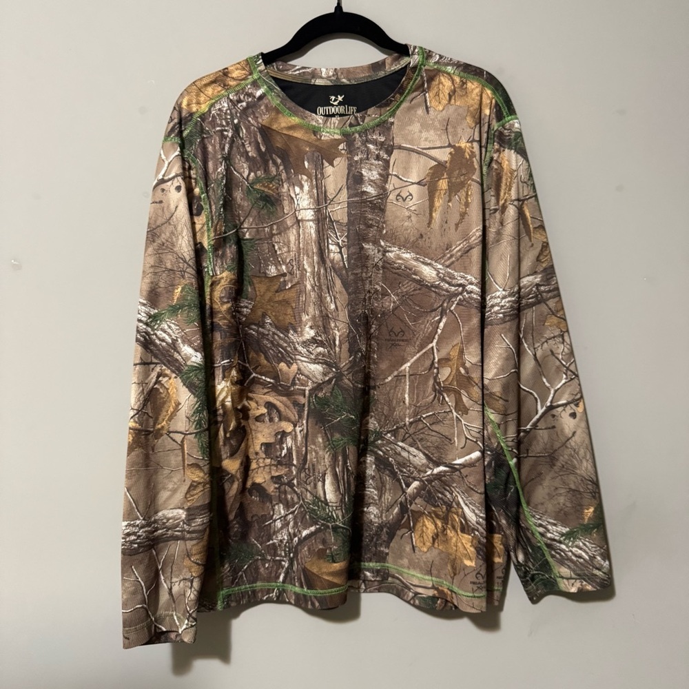 Outdoor Life Mens XL Realtree Xtra Camo‎ Long Sleeve Performance Shirt Hunting